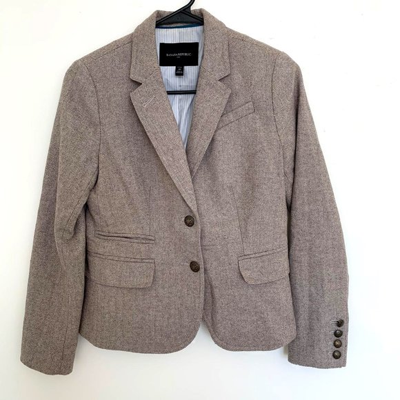 Banana Republic Jackets & Blazers - Banana Republic Womens Brown Tweed Wool Blazer 2P